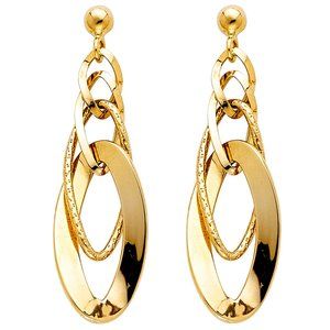 14K Yellow Gold Hanging Earrings for Women